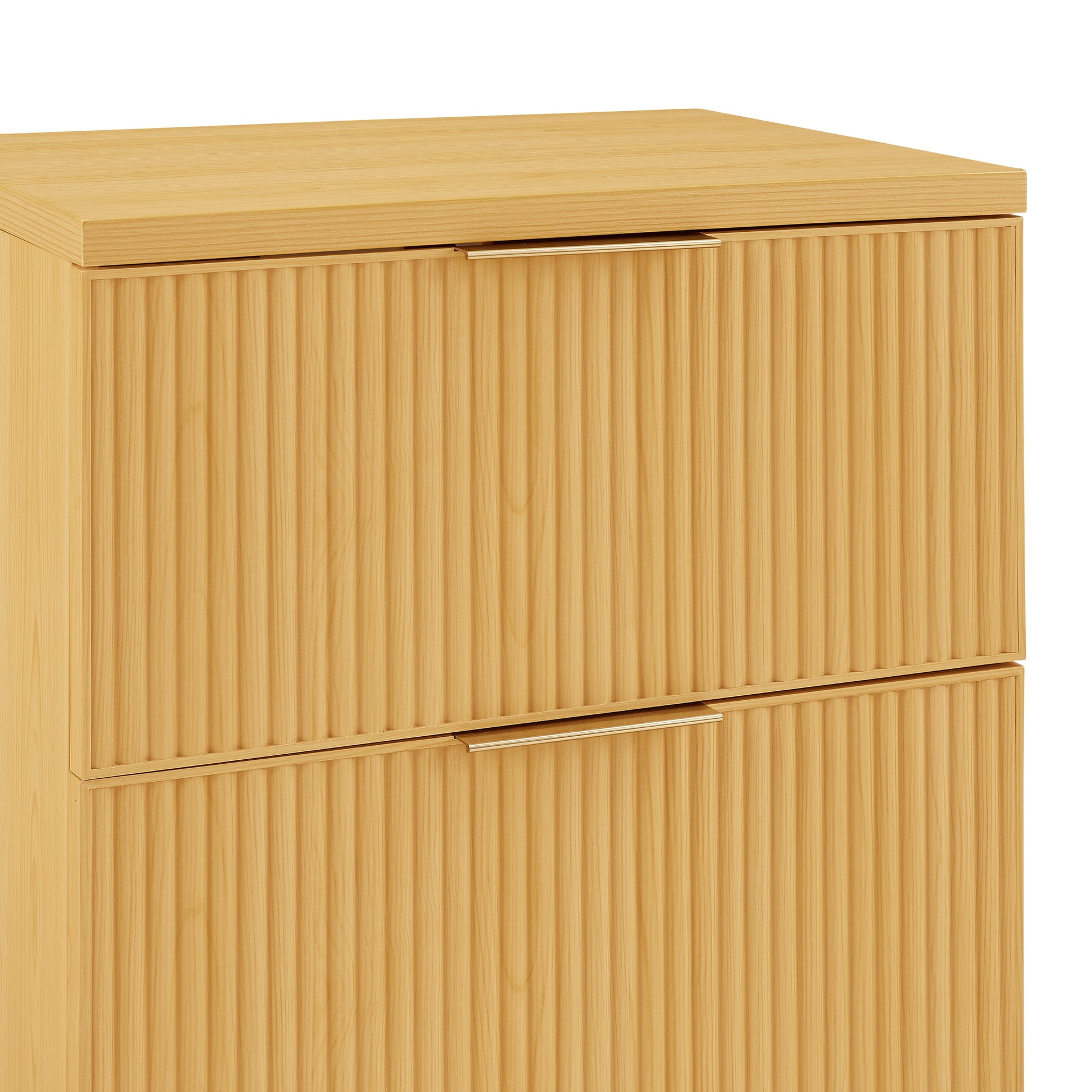 Lillian Fluted 2-Drawer Nightstand with USB, Natural Pine