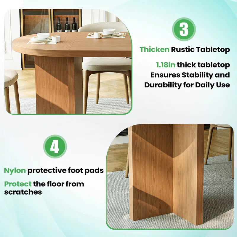 70.87” Modern Oval Kitchen Dining Table for 6 People with Double Robust Pedestal