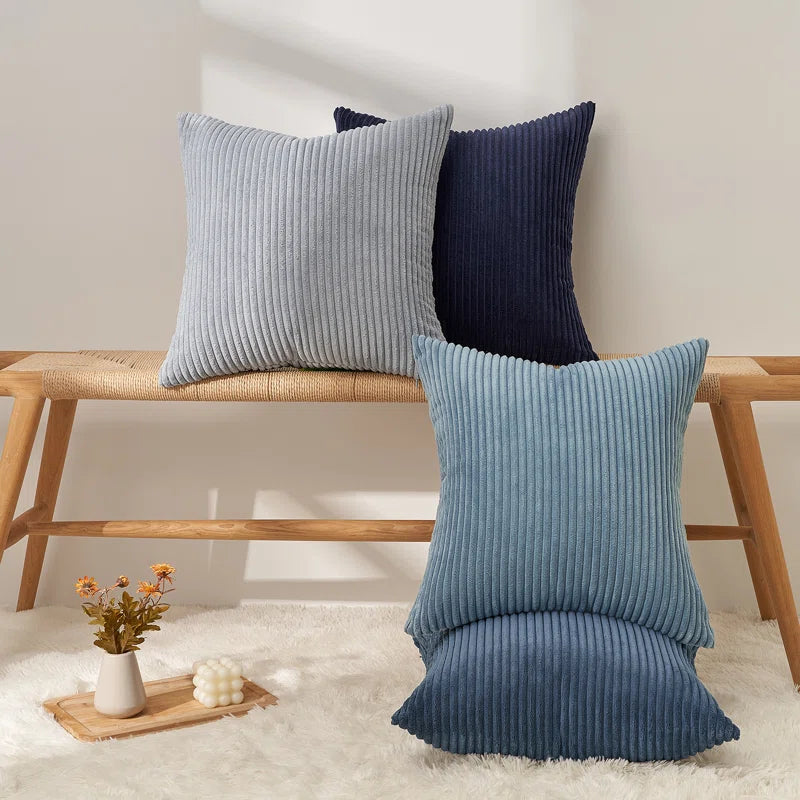 Striped Corduroy Pillow Cover Square Modern Gradient Pillow Cases for Sofa, Decorative Cushion Cover
