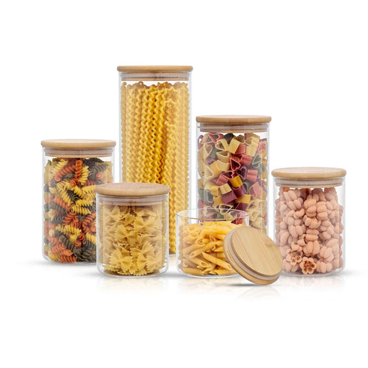 6-Piece Glass Storage Jars with Airtight Lids