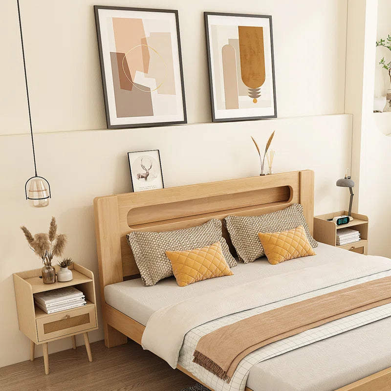 23.6'' Tall Drawer Rattan Nightstand with Charging Station