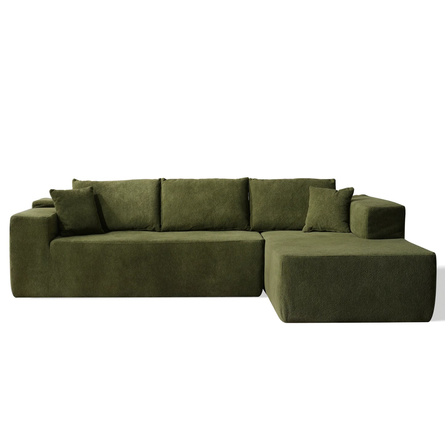 106" Cloud Sectional Couch with L-Shape Chaise Modern Comfy Modular Sherpa Sofa for Living Room, No Assembly Required, Green