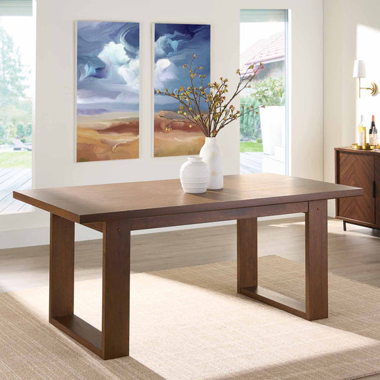 Ezra Collection Rectangular Double Pedestal Dining Table, 72 In, Walnut