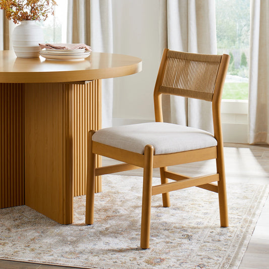 Lillian Fluted Dining Chairs 2 Pack, Pine and Cream
