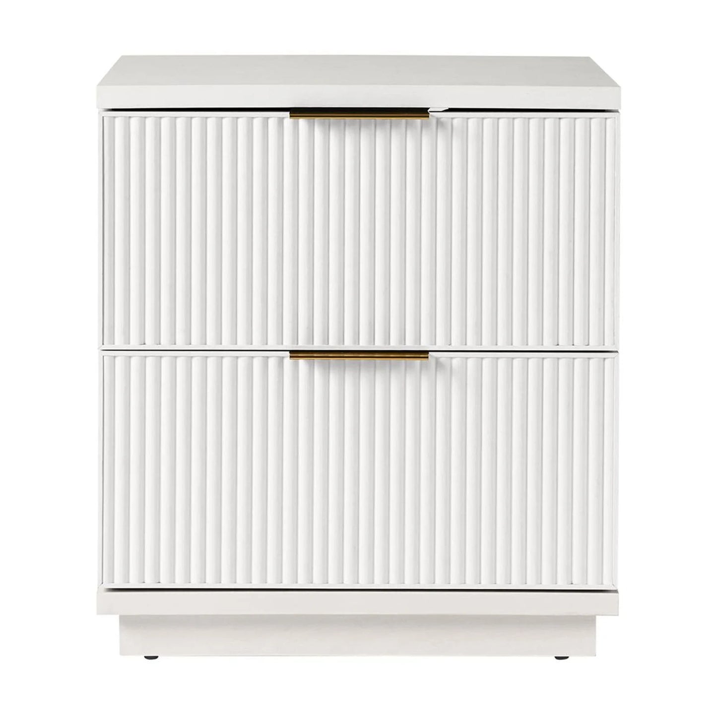 Lillian Fluted 2-Drawer Nightstand with USB, White Finish