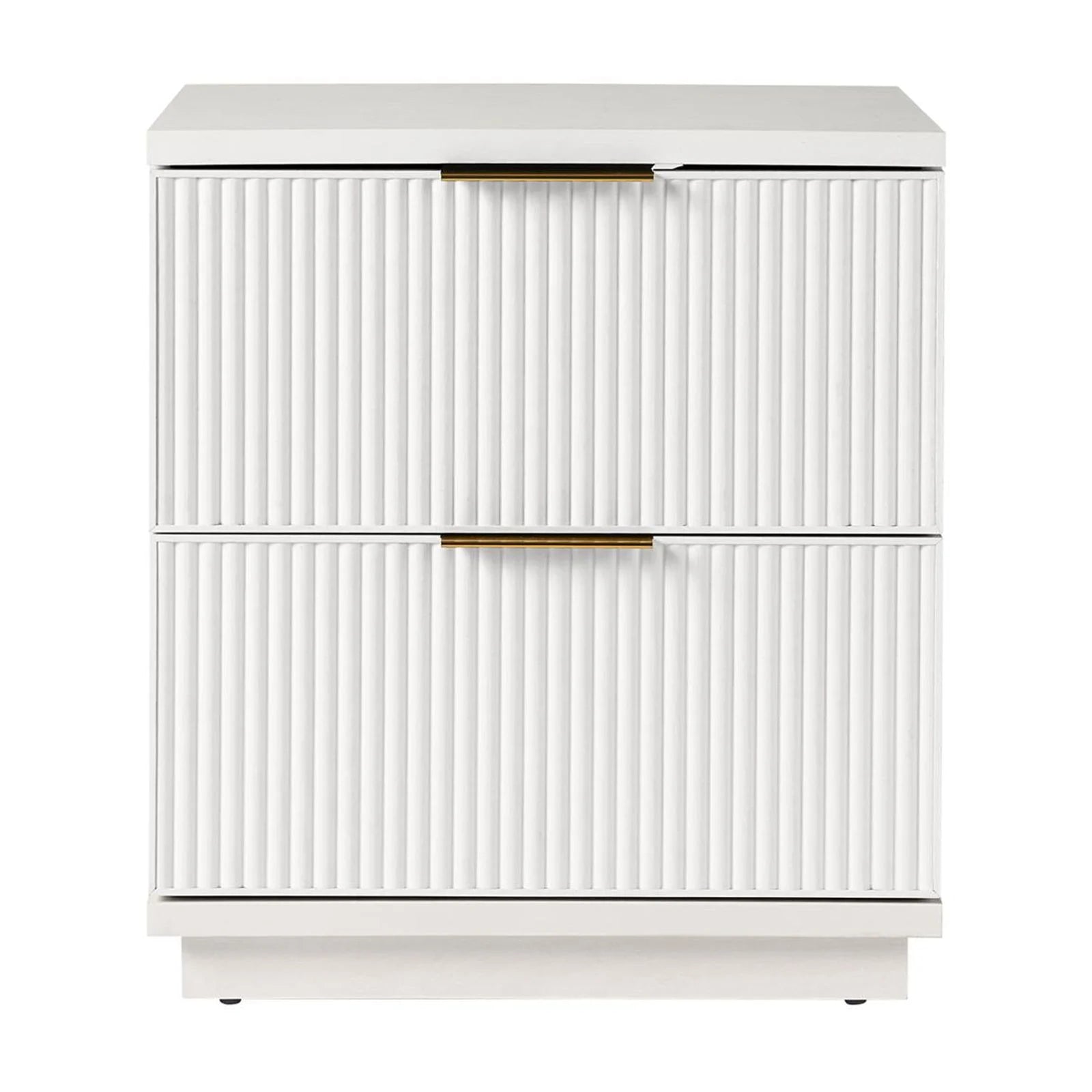 Lillian Fluted 2-Drawer Nightstand with USB, White Finish