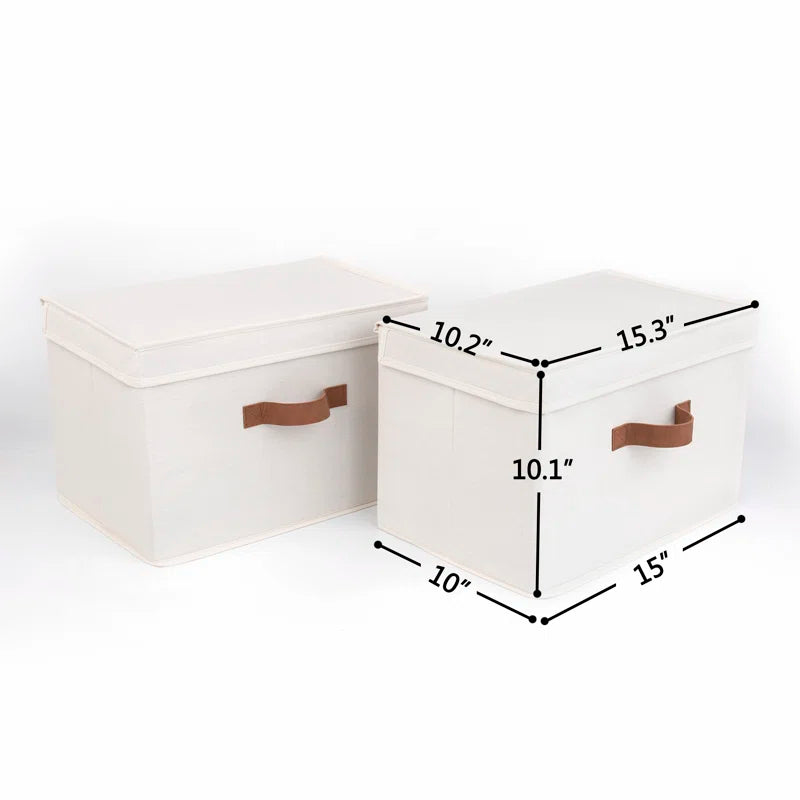 Set of 2 Storage Fabric Boxes with Lids