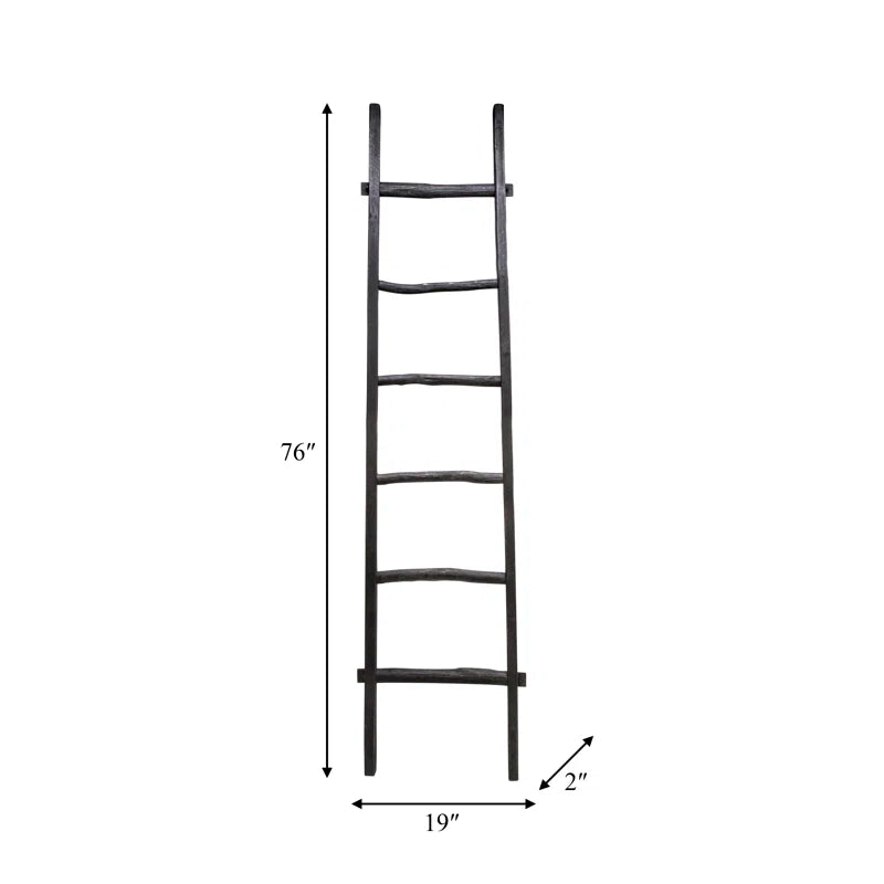 Rustic 6Ft Tall Blanket Ladder, Decorative Freestanding Ladder for Storage - 19" X 2" X 76"