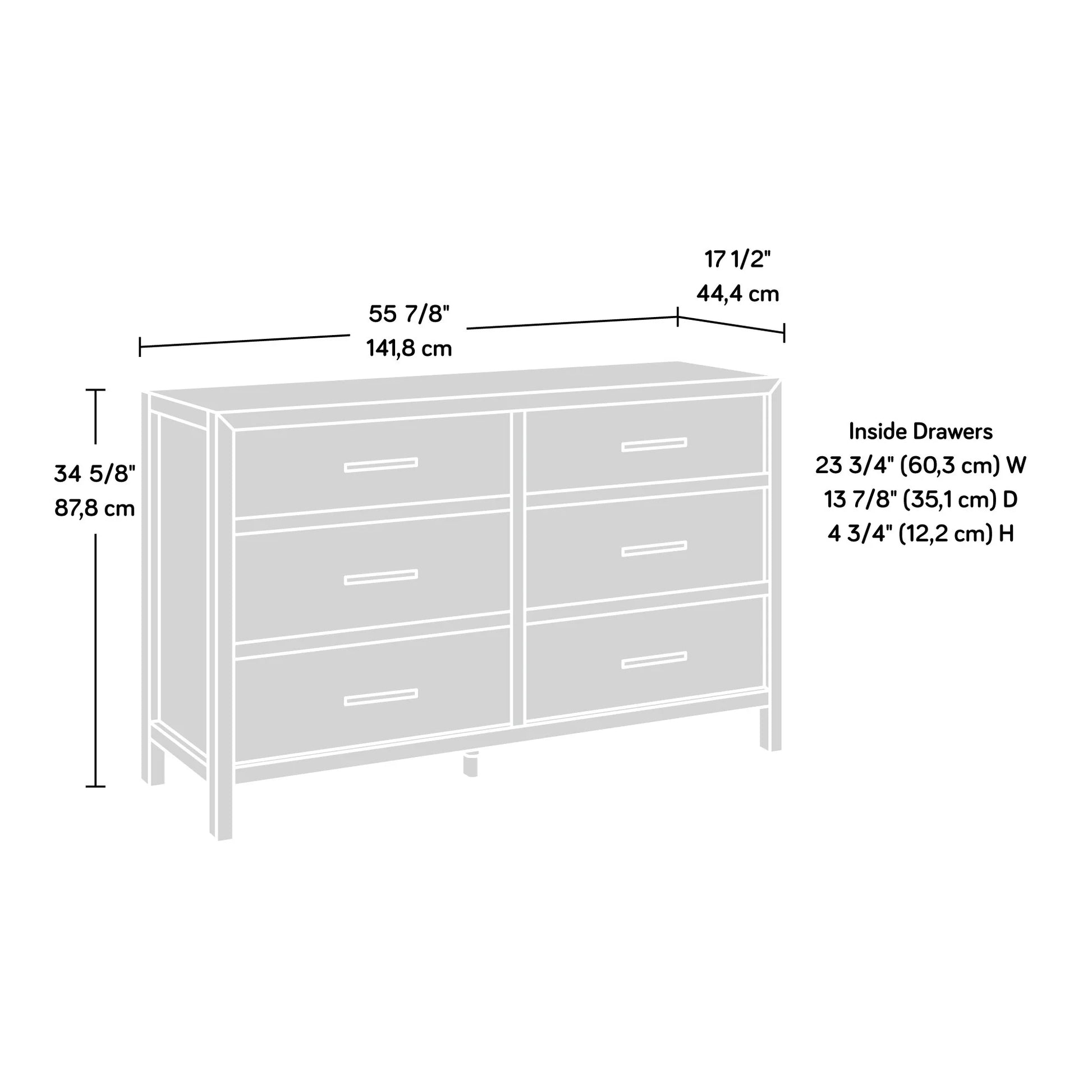 Pacific View 6-Drawer Bedroom Dresser, Prime Oak Finish